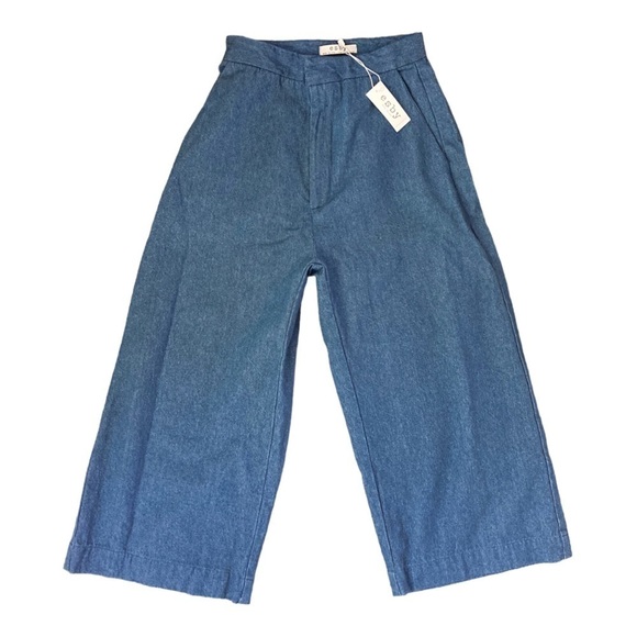 ESBY High Rise Wide leg Crop Denim Trouser Pants NWT - Picture 9 of 9